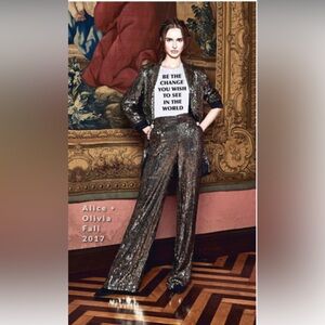 ALICE & OLIVIA Racquel Sequin Trousers, Large